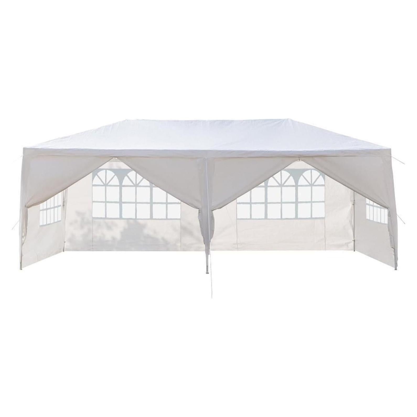 10x20Ft Outdoor Party Tent with 6 Removable Sidewalls, White Gazebo Canopy for Weddings, Events, and Garden Shelter