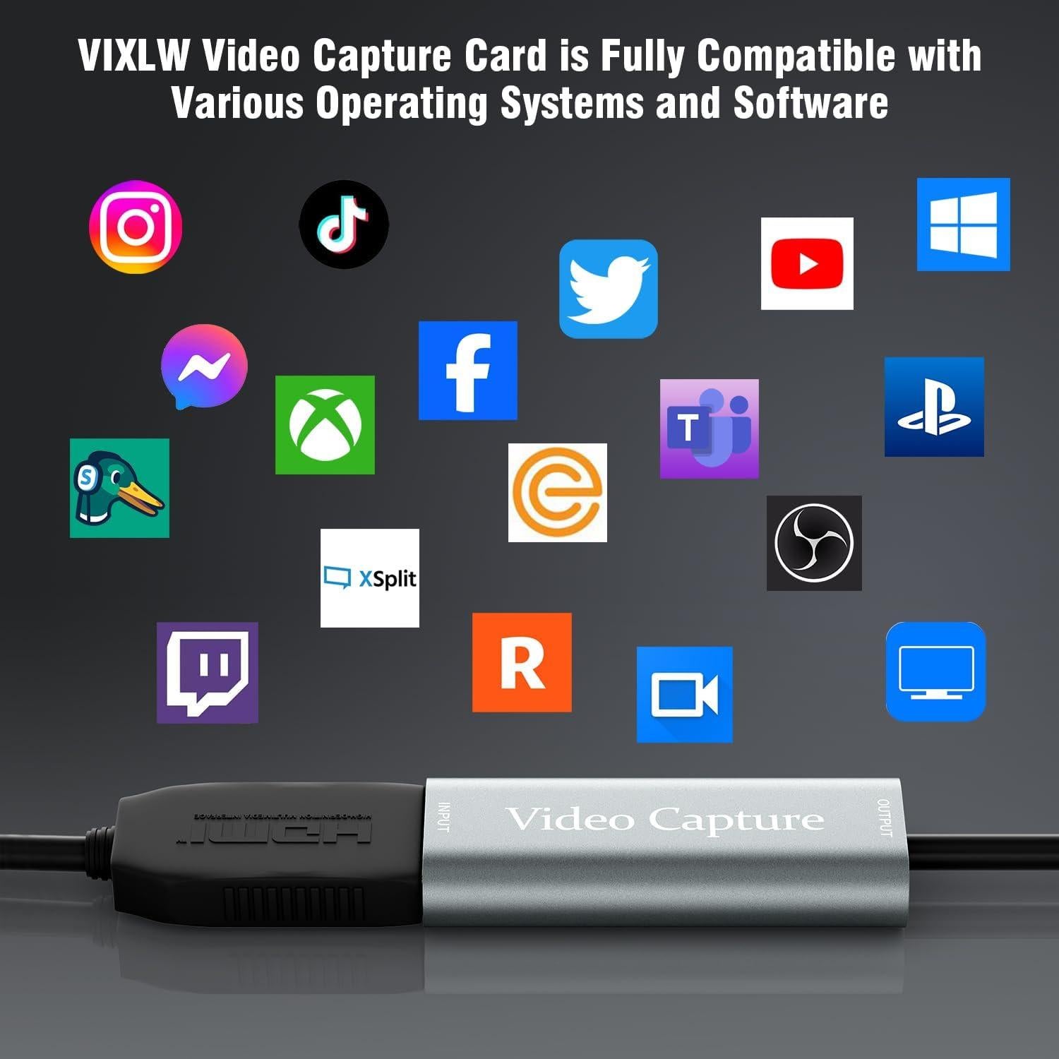 Tarjeta de Captura VIXLW 4K 1080P USB-C para Juegos