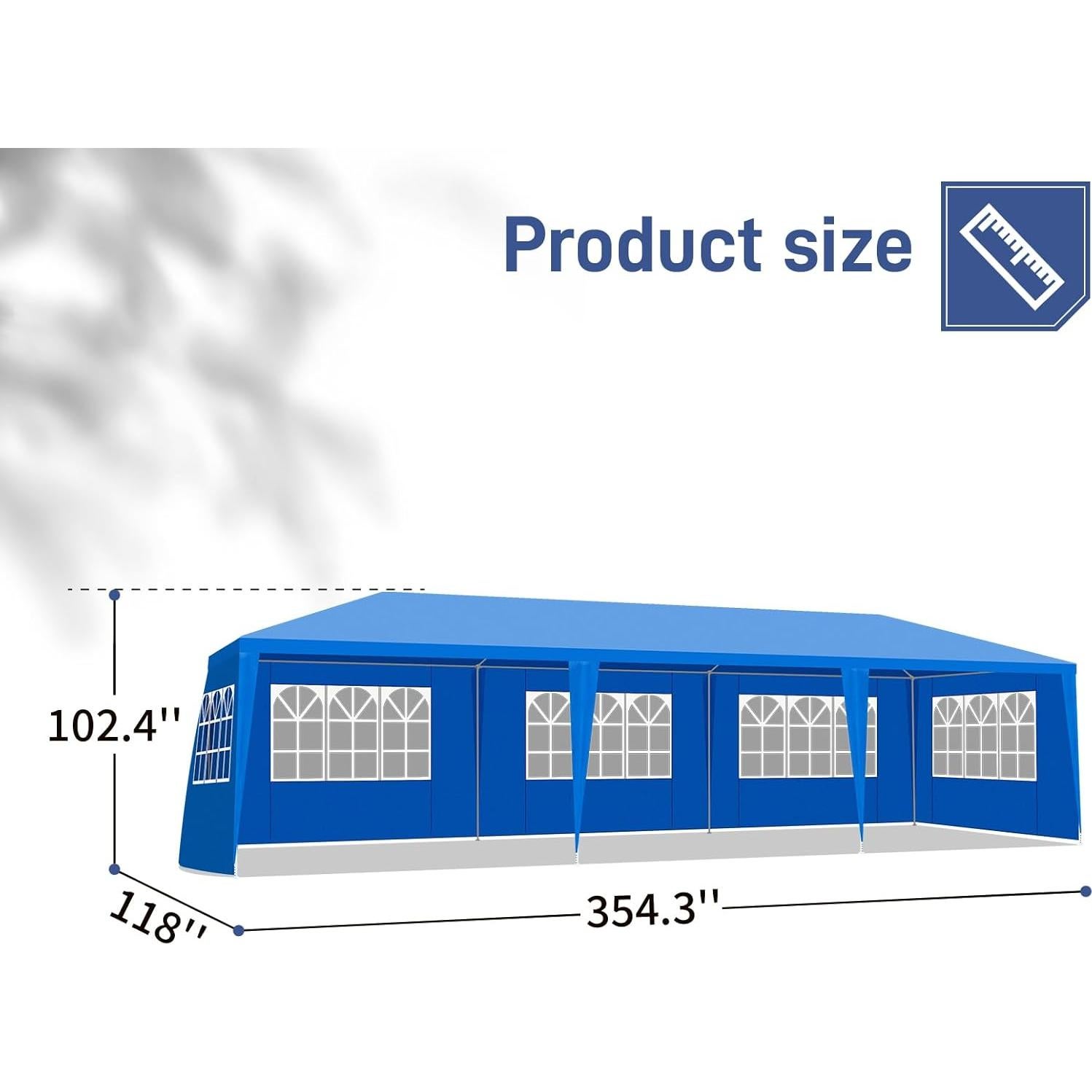 Carpa de Fiesta 3x9m Azul HopeHope con Paredes Removibles