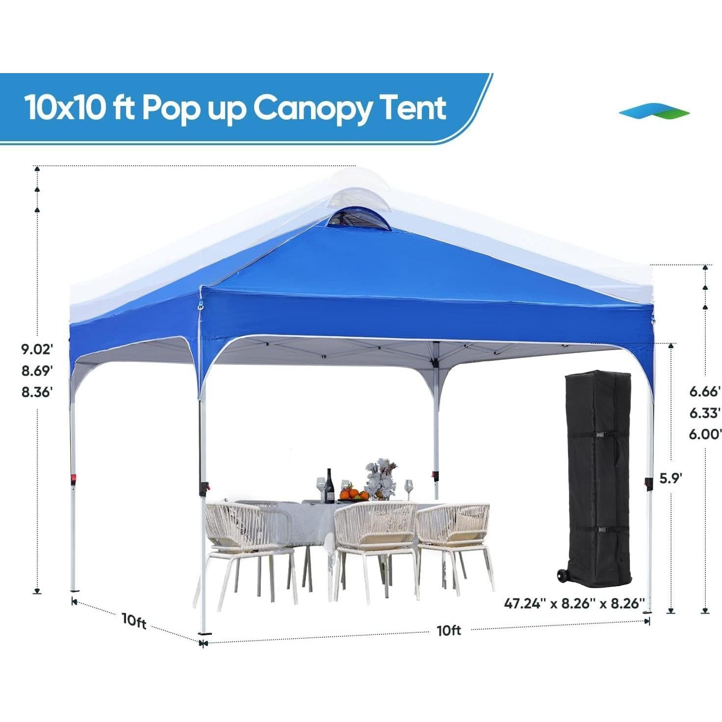 Carpa Plegable Quictent 10x10 con Techo Reflectante Azul