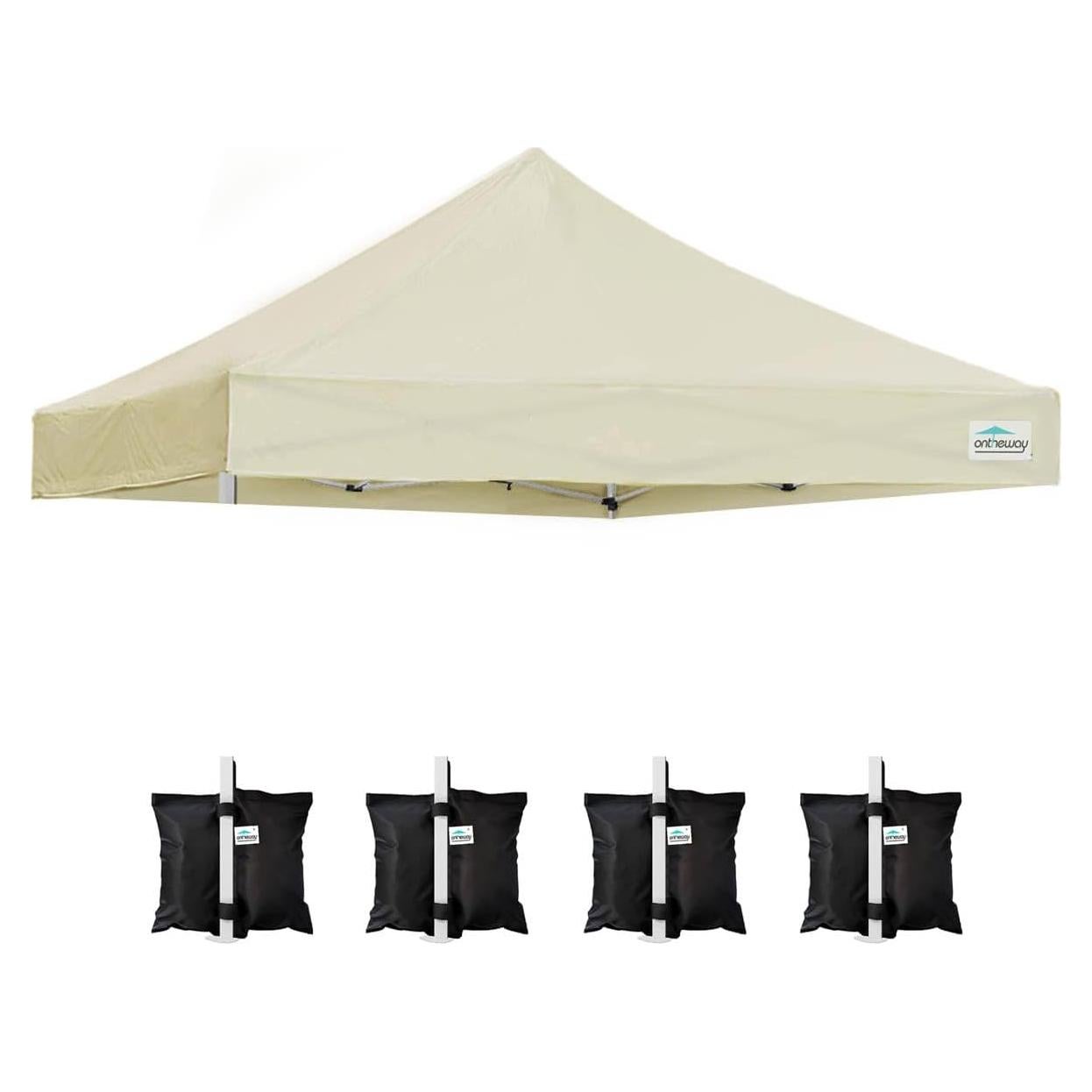 Techo de Carpa Plegable Ontheway 10x10 Beige Impermeable