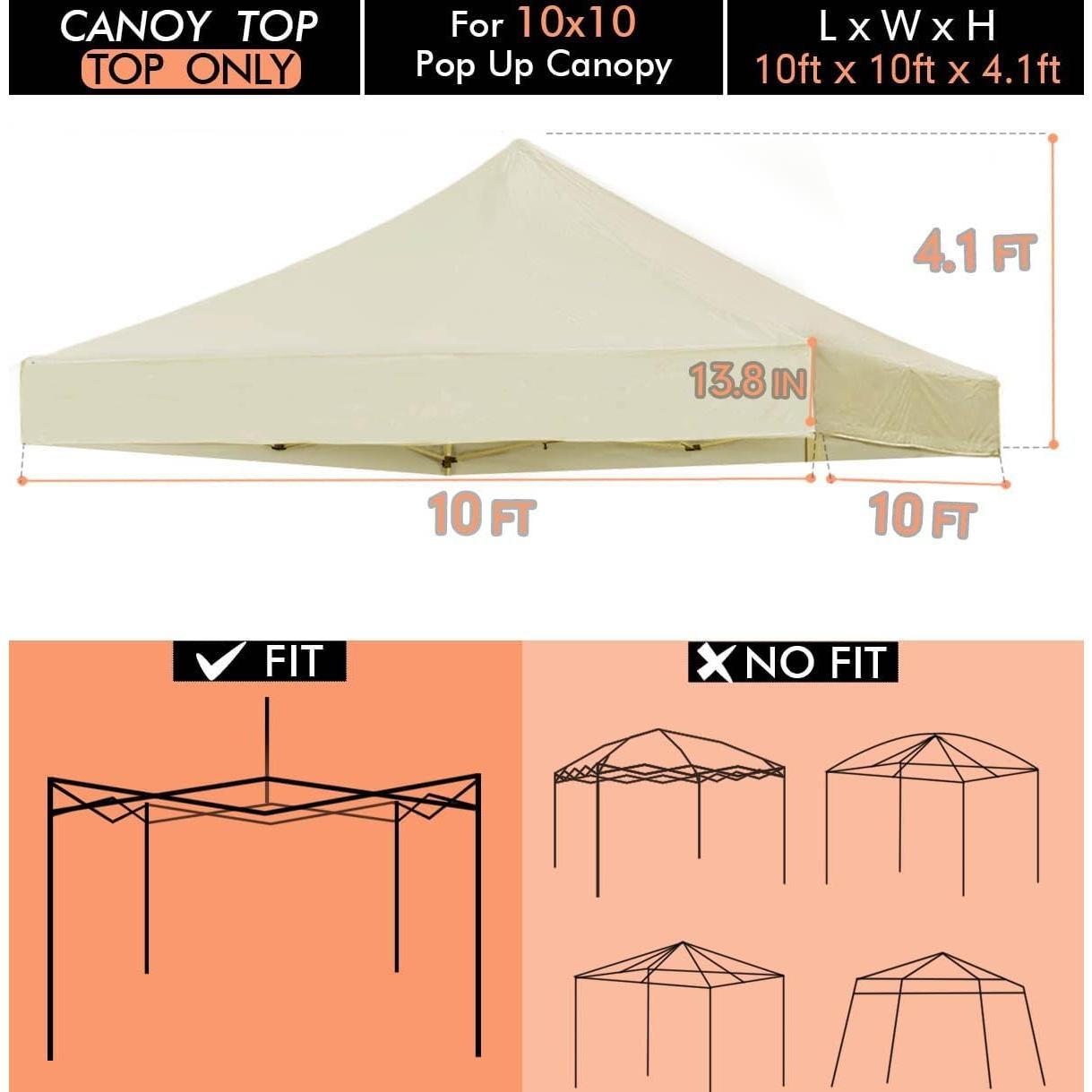 Techo de Carpa Plegable Ontheway 10x10 Beige Impermeable