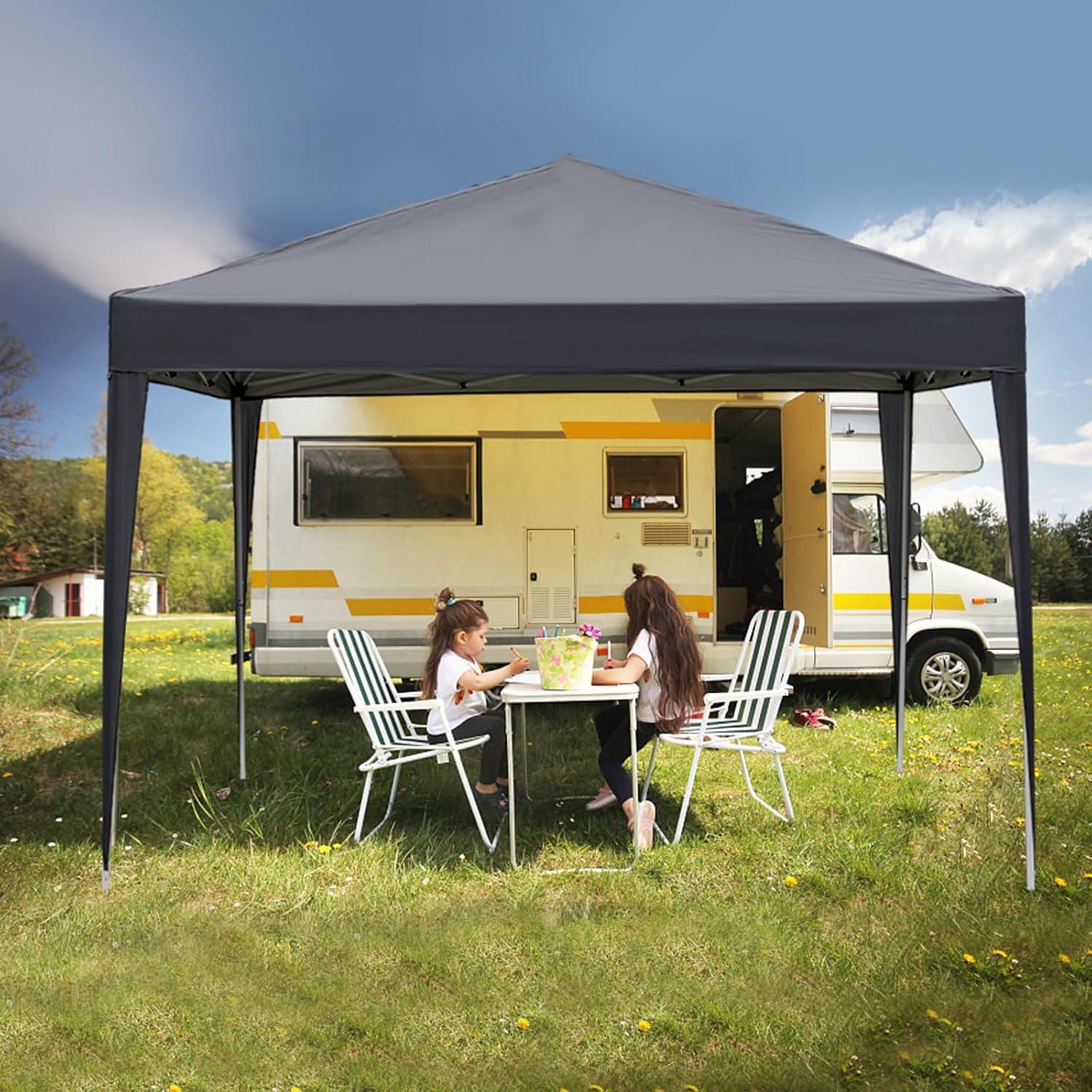 Toldo Plegable Gris Oscuro 3x3m - Gazebo Resistente UV y Agua