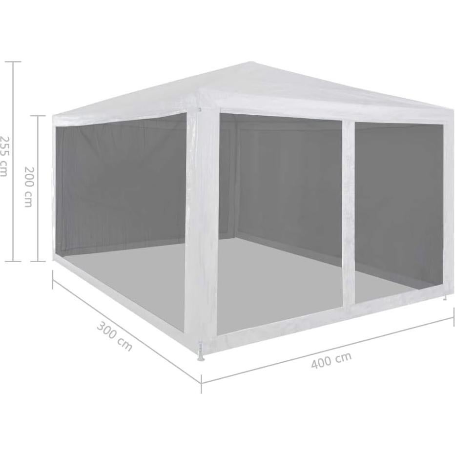 Gazebo de Jardín ZQQLVOO 4 Paredes Malla 400x300 cm Blanco