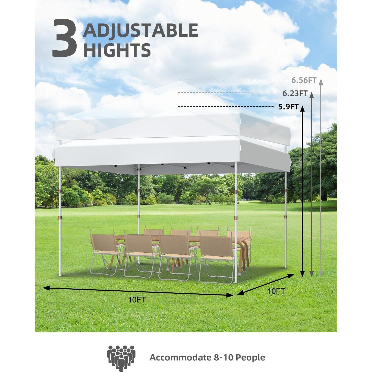 Carpa Plegable GarveeLife 3x3m Blanca con Bolsa y Ruedas