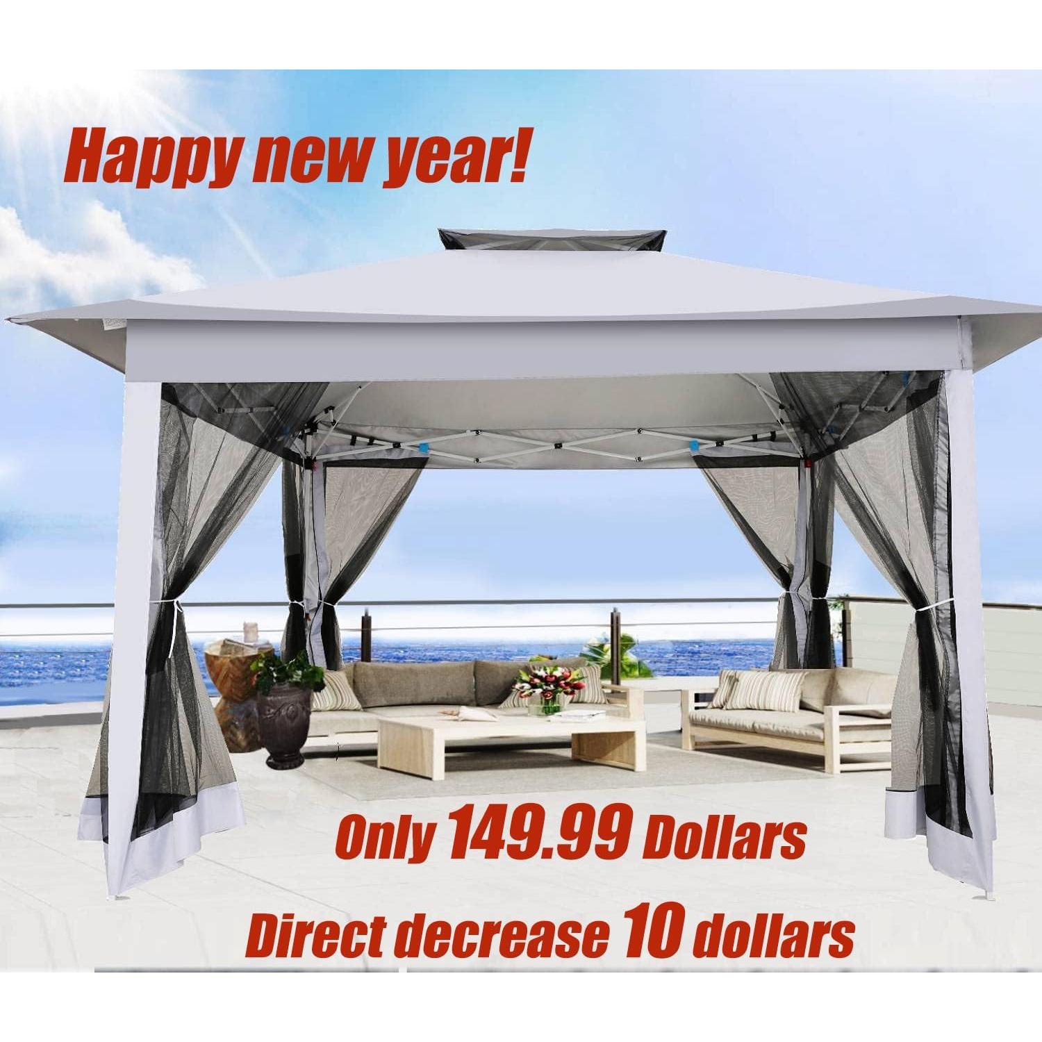 Gazebo Plegable COBIZI 3.66x3.66m Impermeable con Mosquitero