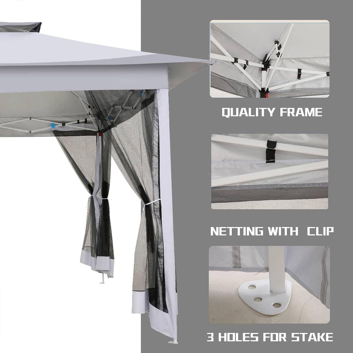 Gazebo Plegable COBIZI 3.66x3.66m Impermeable con Mosquitero