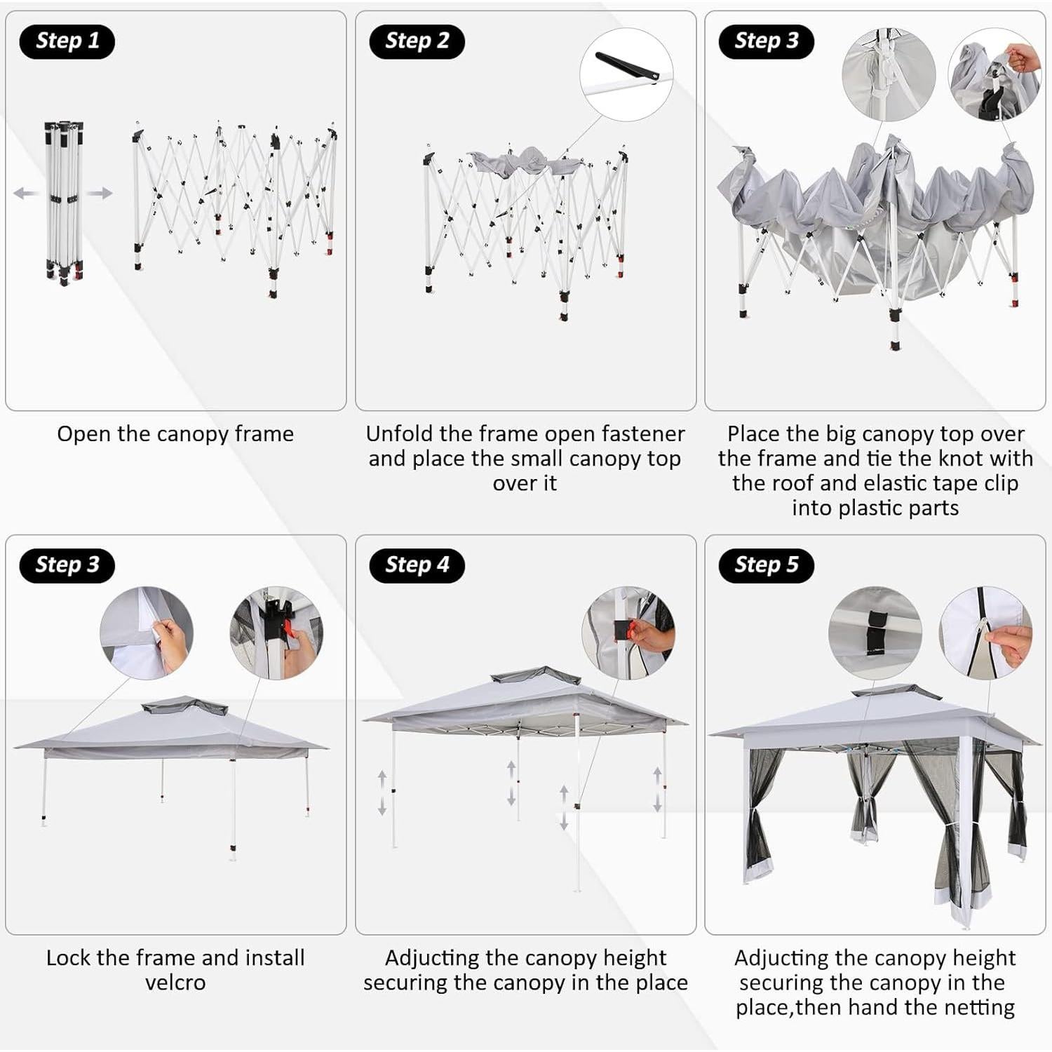 Gazebo Plegable COBIZI 3.66x3.66m Impermeable con Mosquitero