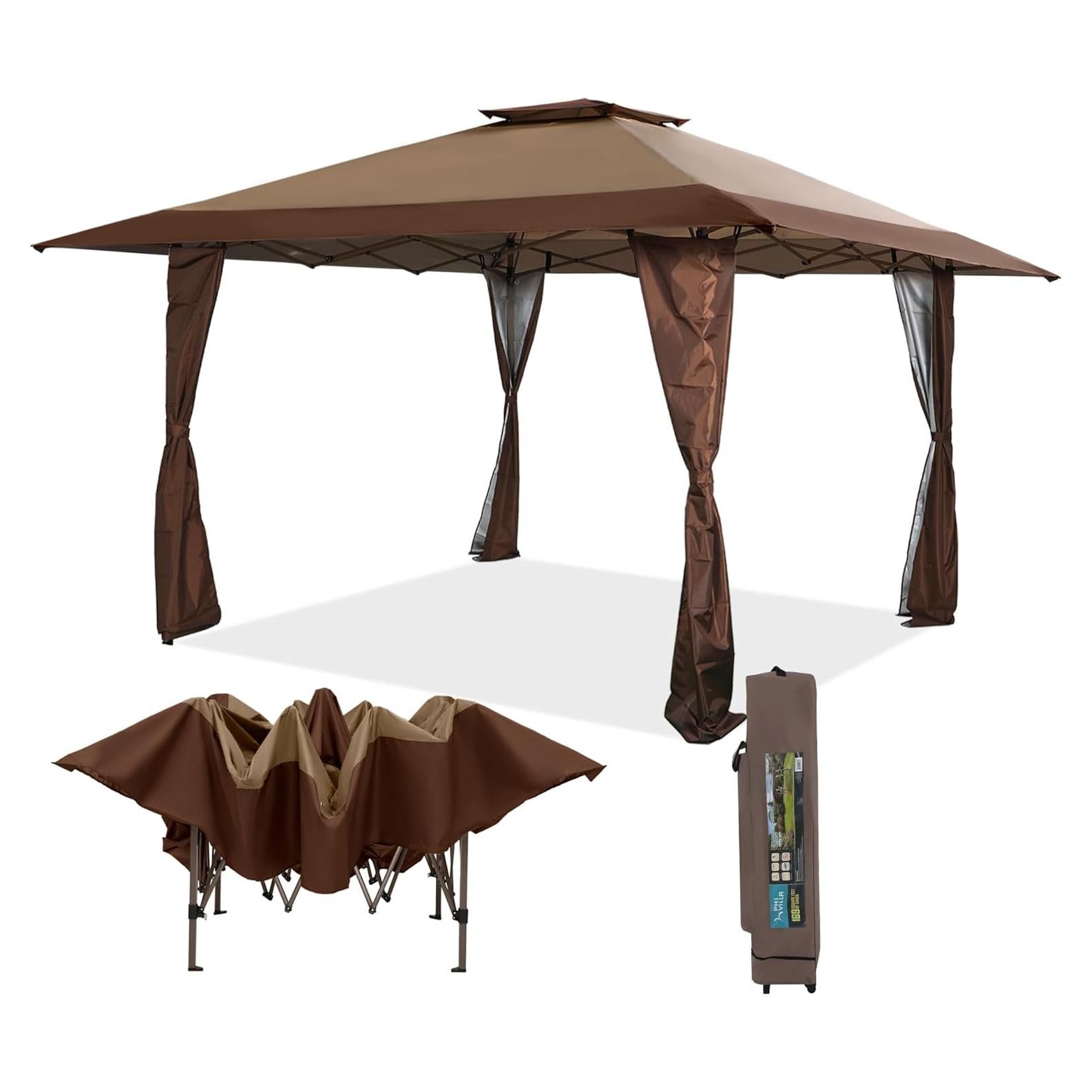 Carpa Canopy Pop Up 3.96x3.96m Marrón Sophia & William UPF50+