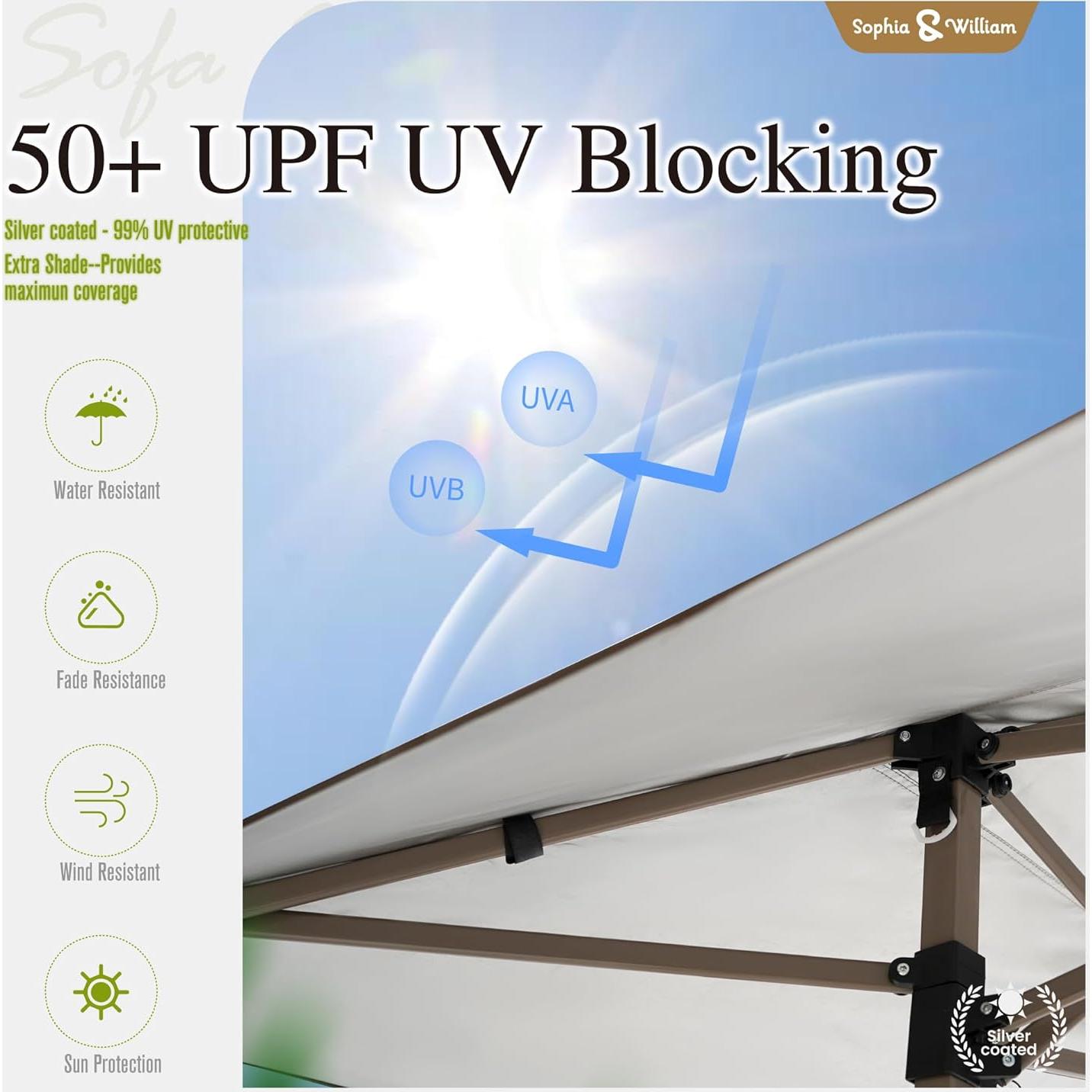 Carpa Canopy Pop Up 3.96x3.96m Marrón Sophia & William UPF50+