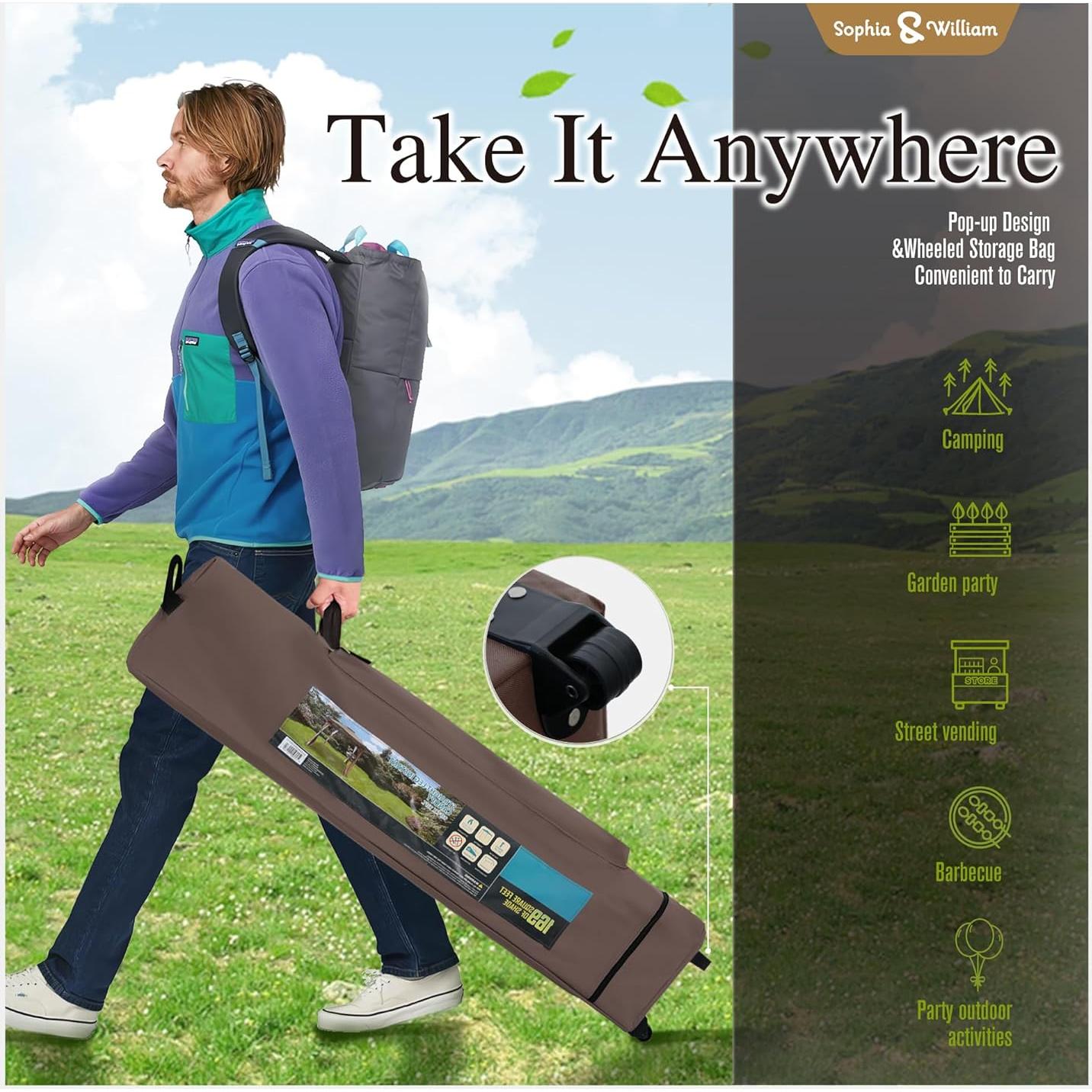 Carpa Canopy Pop Up 3.96x3.96m Marrón Sophia & William UPF50+