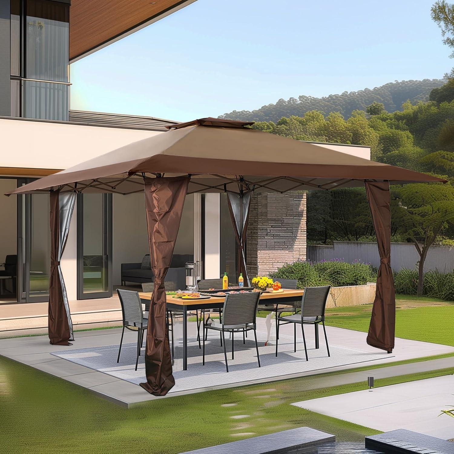 Carpa Canopy Pop Up 3.96x3.96m Marrón Sophia & William UPF50+