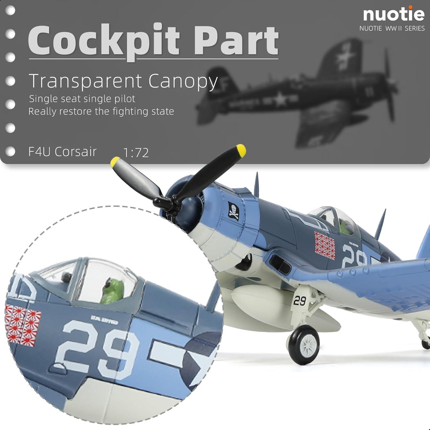 Modelo avión F-4U Corsair NUOTIE 1/72 metal para colección