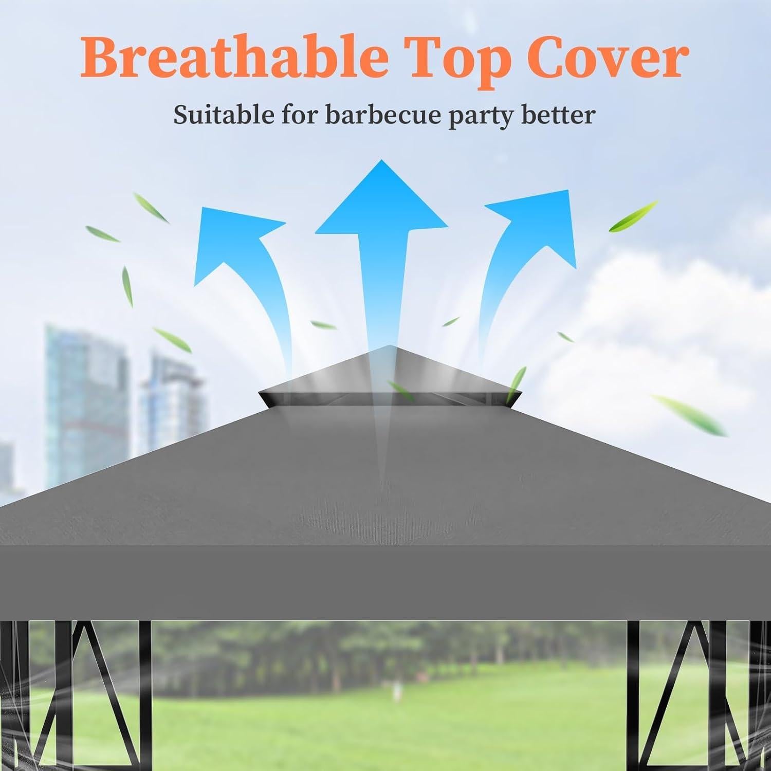 Toldo de Gazebo ERFEI 3.05x3.05m Impermeable UV Gris Oscuro