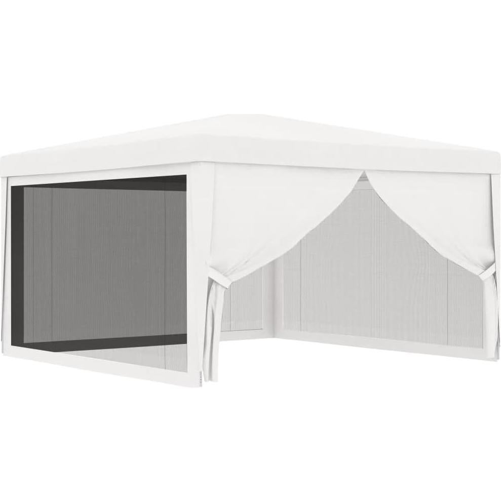 Gazebo de Fiesta ZQQLVOO 4x4m Blanco con Paredes de Malla