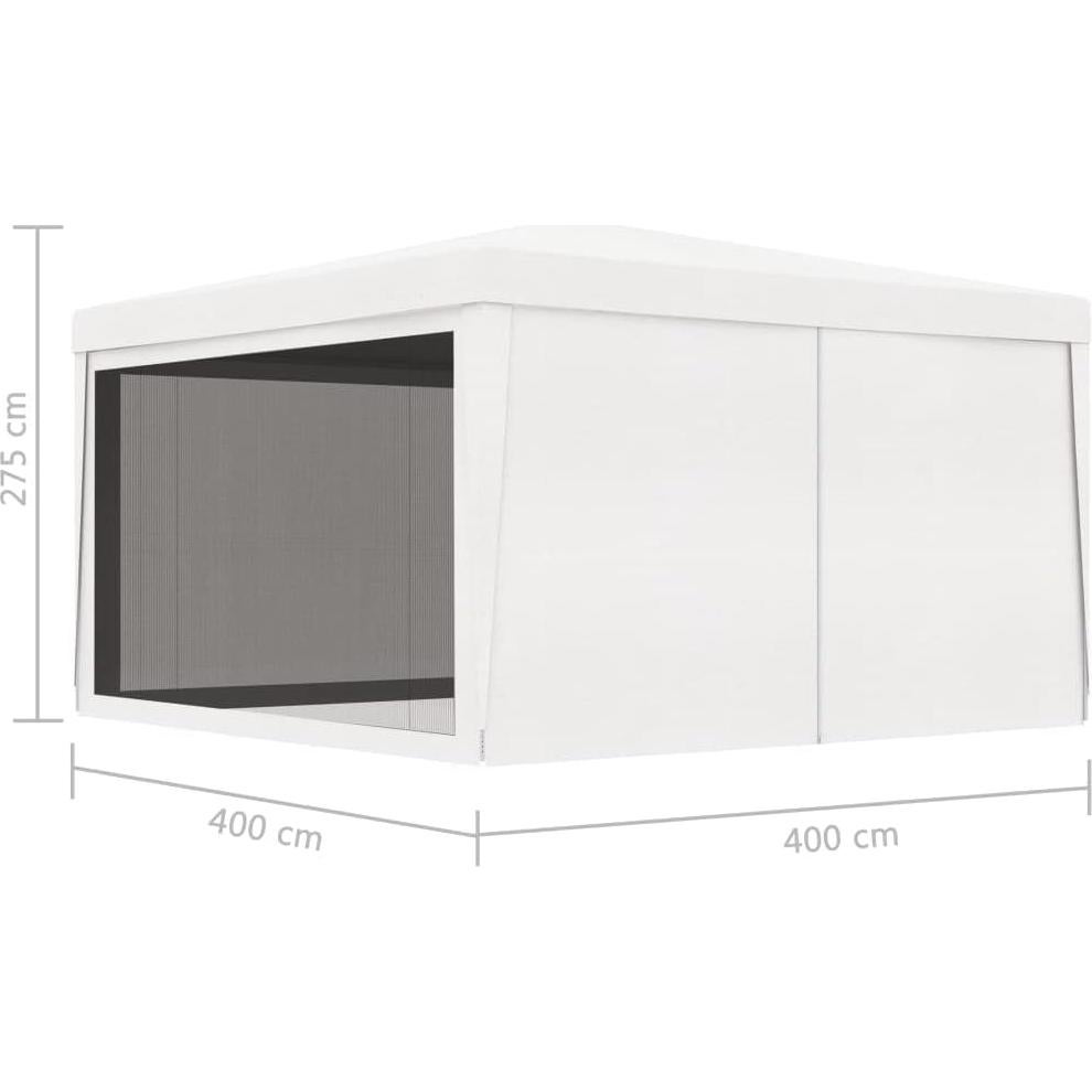 Gazebo de Fiesta ZQQLVOO 4x4m Blanco con Paredes de Malla