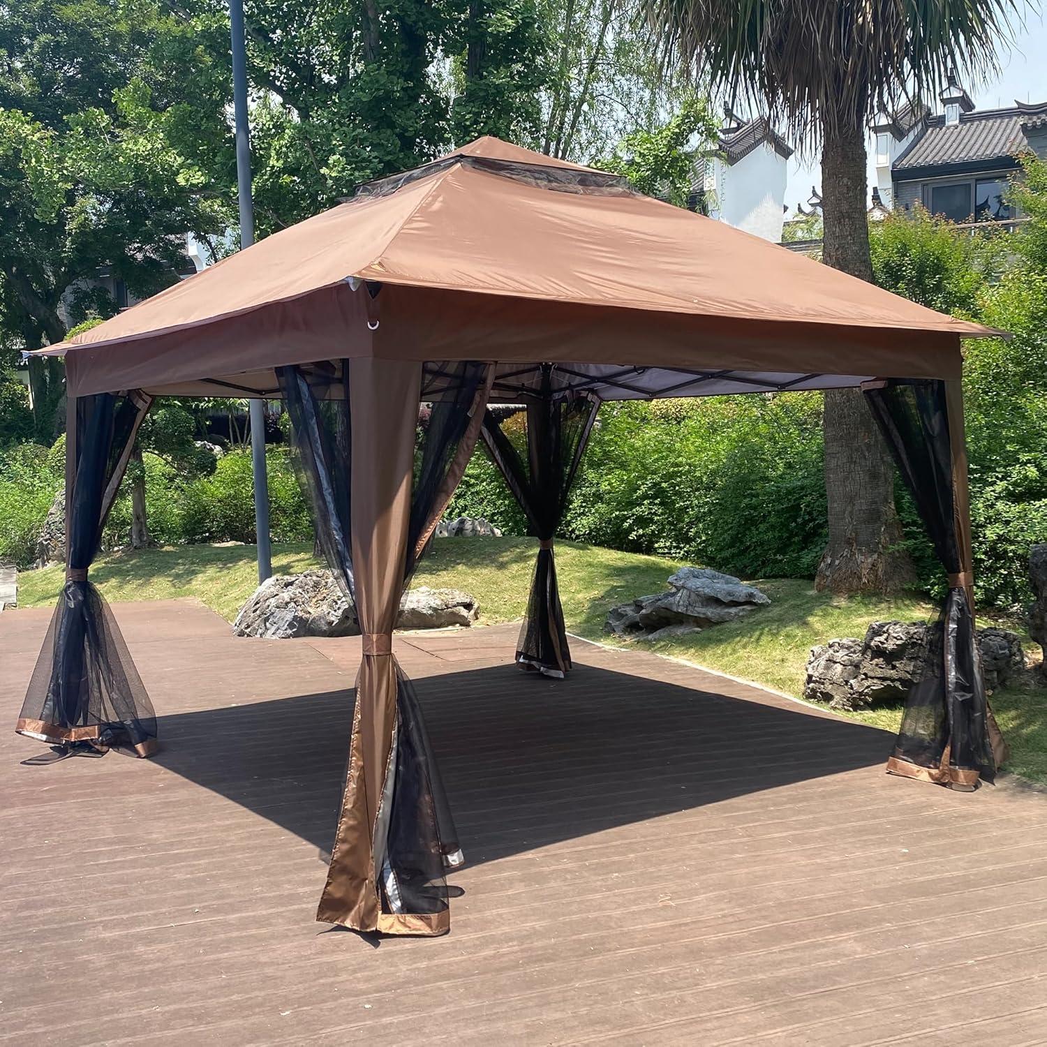 Gazebo Pop Up 3x3m SPOFLYINN con Techo Doble y Malla