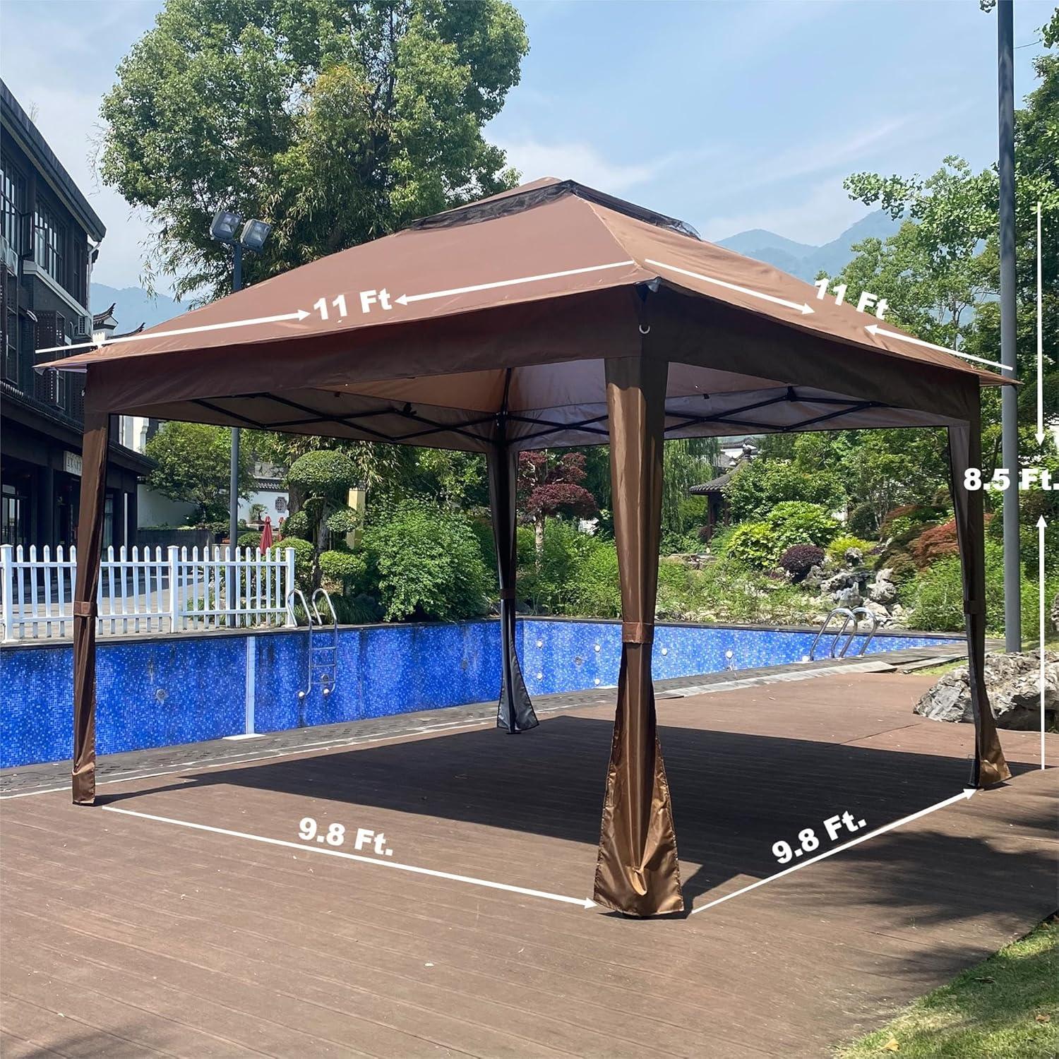 Gazebo Pop Up 3x3m SPOFLYINN con Techo Doble y Malla
