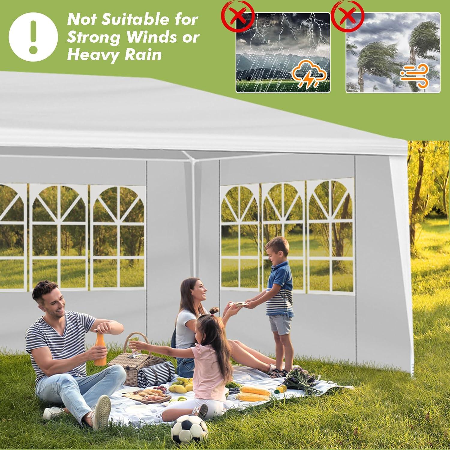 Carpa de Fiesta CuisinSmart 3.05x6.1m Impermeable con 5 Paredes