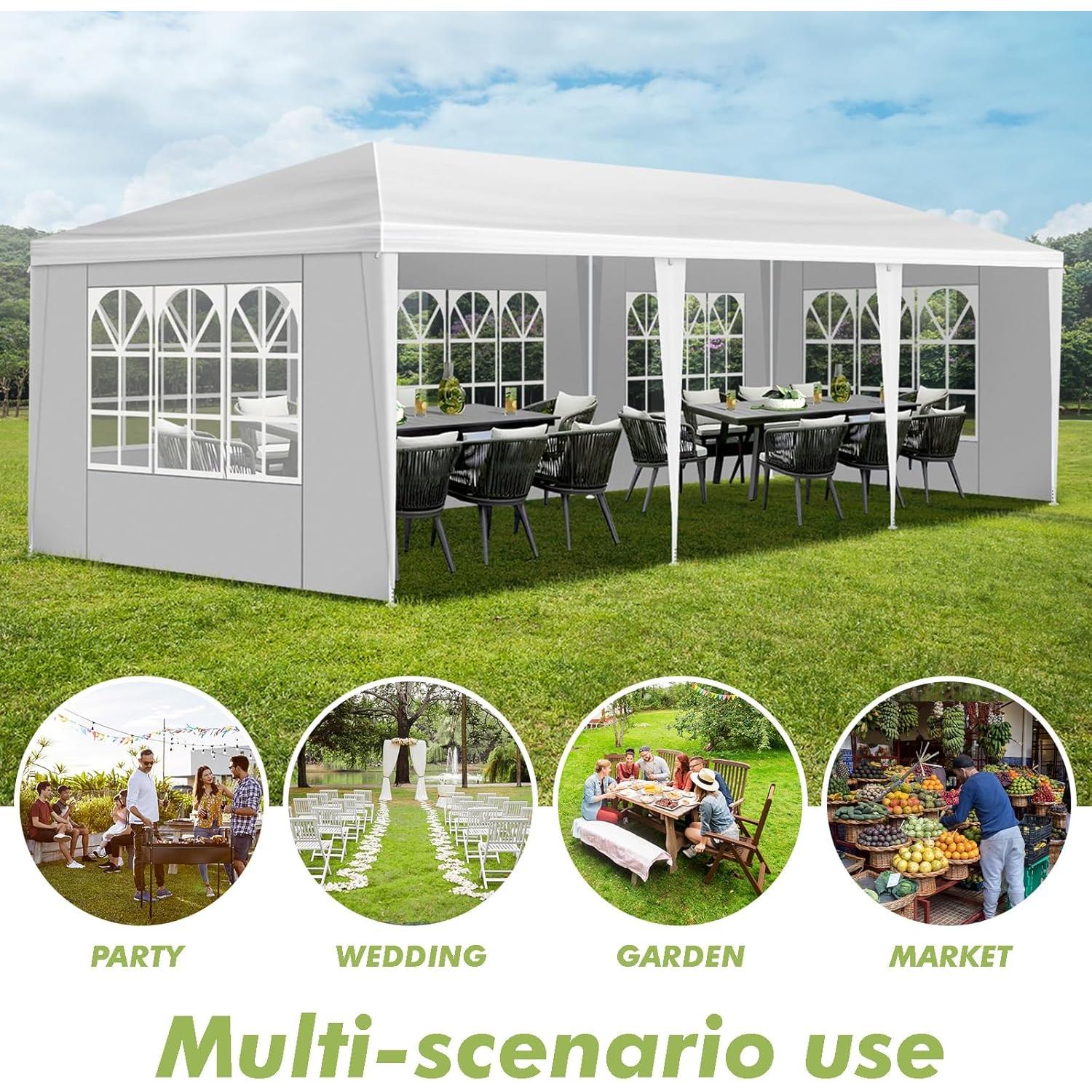 Carpa de Fiesta CuisinSmart 3.05x6.1m Impermeable con 5 Paredes