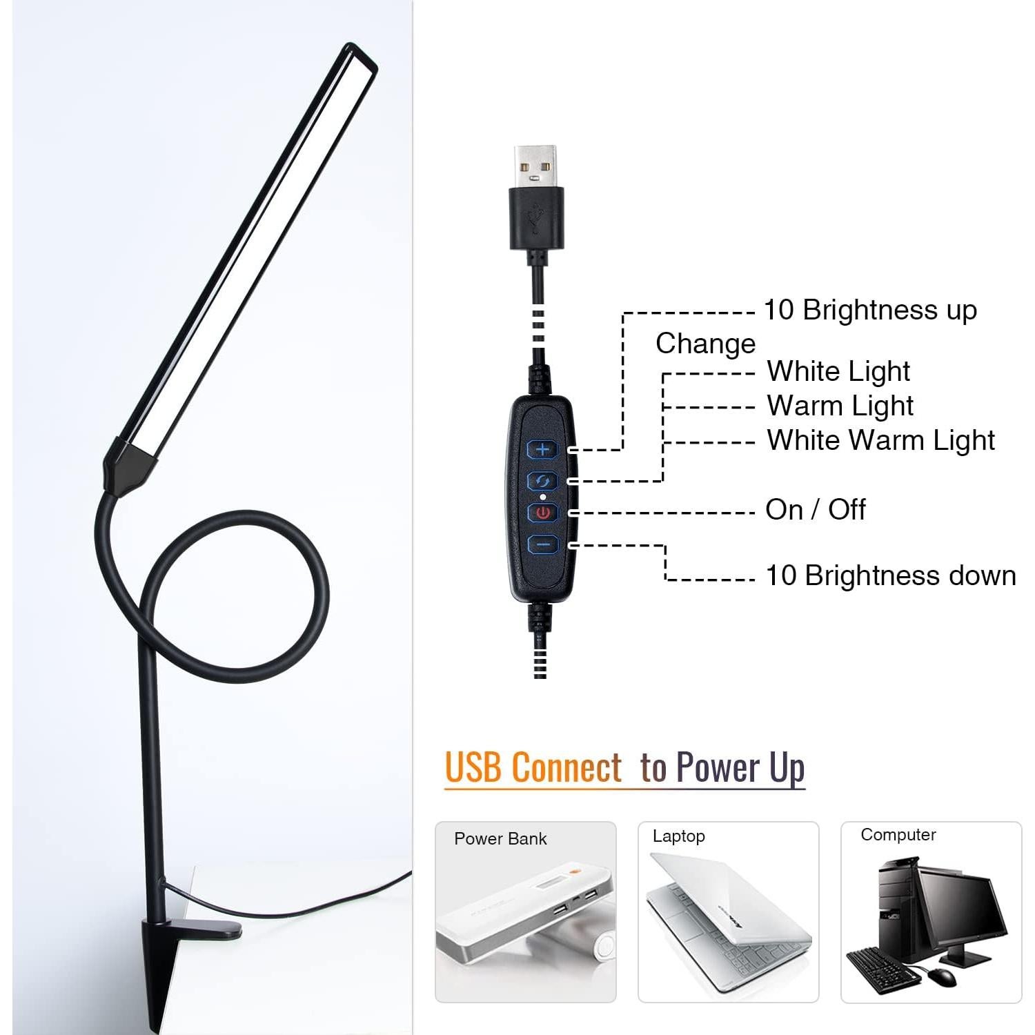 Lámpara de Escritorio LED CeSunlight G02, 11W, 3 Modos, 10 Niveles