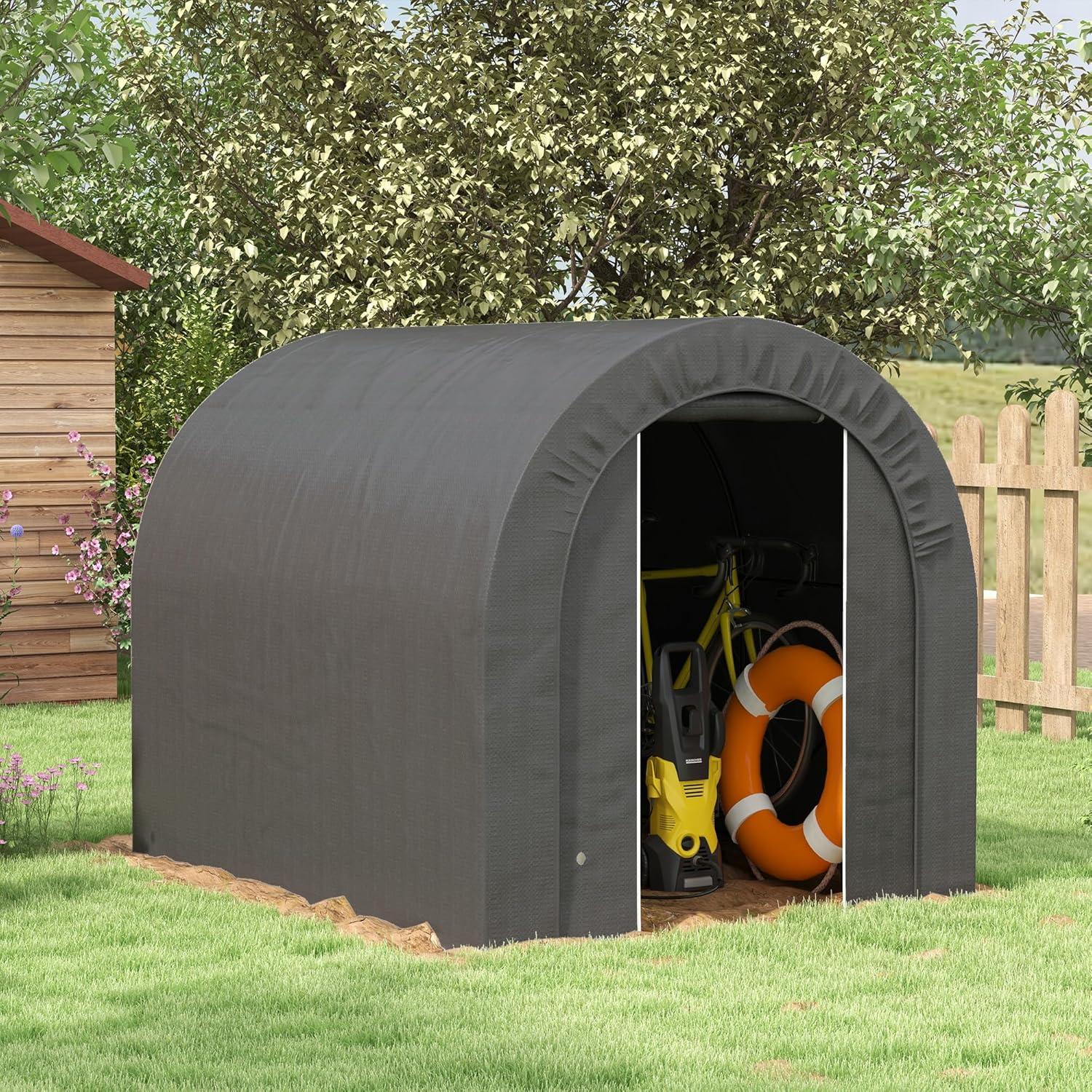 Carpa de Almacenamiento Outsunny 2.39x1.80m Impermeable Gris