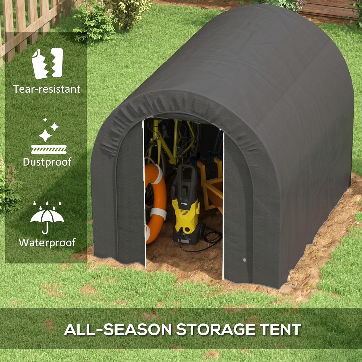 Carpa de Almacenamiento Outsunny 2.39x1.80m Impermeable Gris