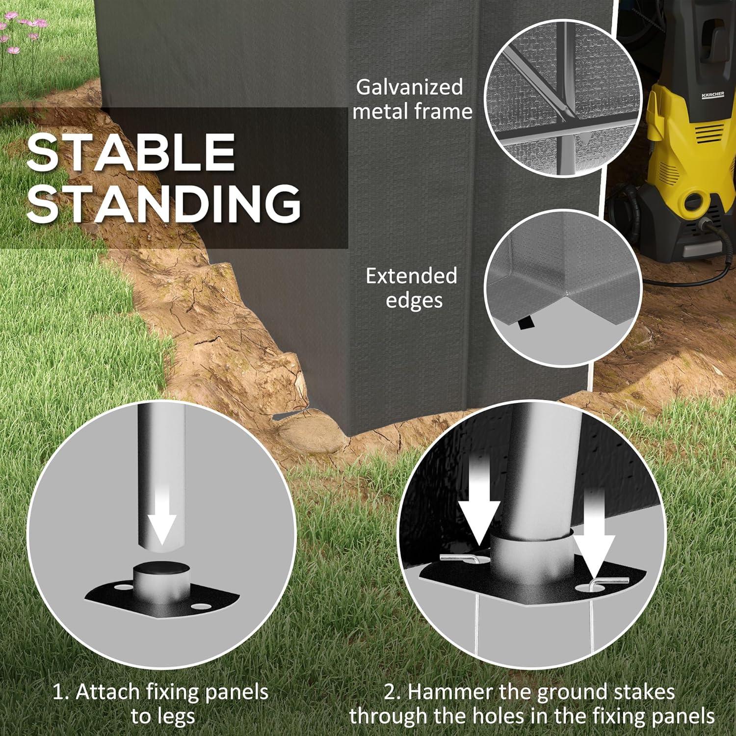 Carpa de Almacenamiento Outsunny 2.39x1.80m Impermeable Gris