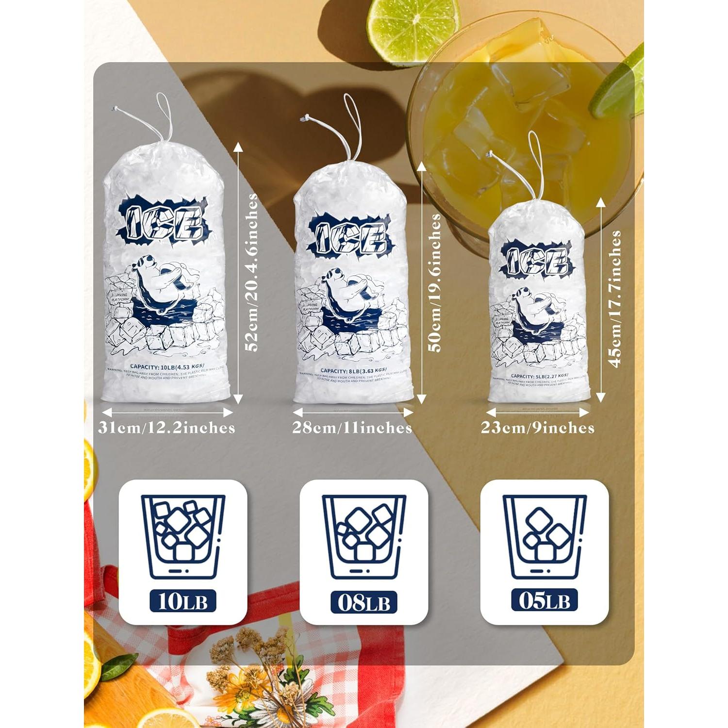 Bolsas de Hielo FireKylin 50 Piezas con Cierre de Cordón