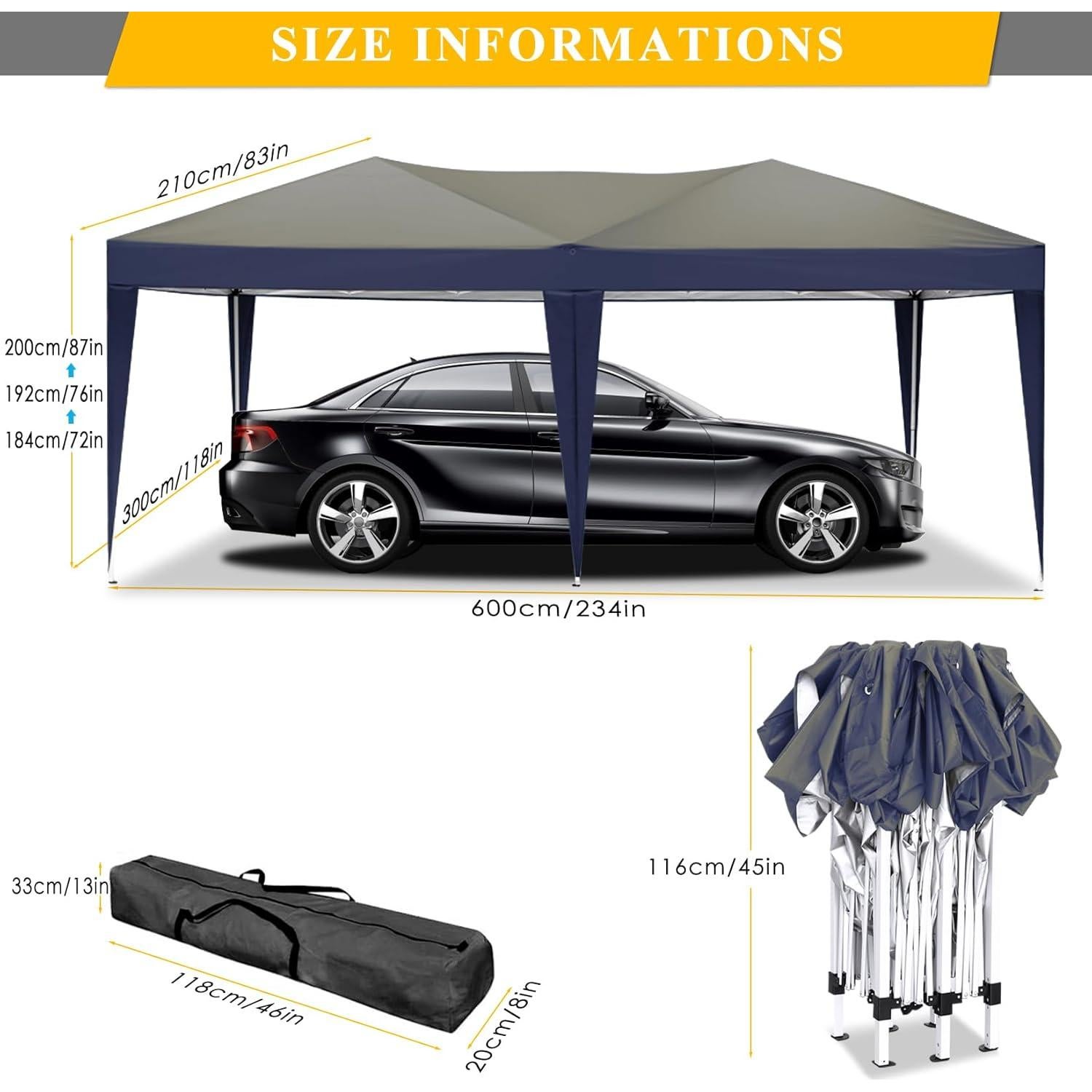 Canopy Plegable YUEBO 3.05x6.1m Impermeable con 6 Paredes