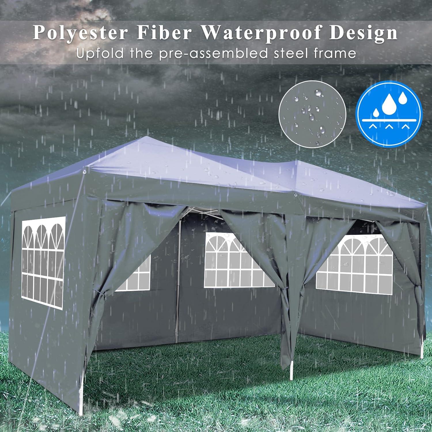 Canopy Plegable YUEBO 3.05x6.1m Impermeable con 6 Paredes