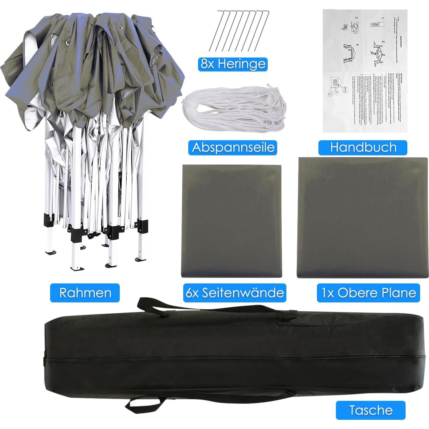 Canopy Plegable YUEBO 3.05x6.1m Impermeable con 6 Paredes