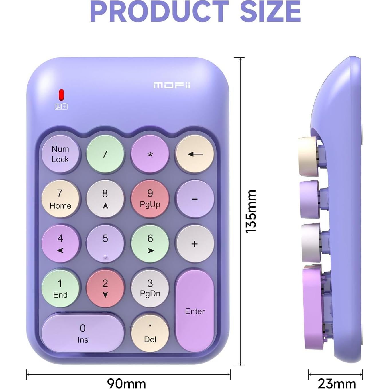 Teclado Numérico Inalámbrico MOFII Púrpura 18 Teclas USB