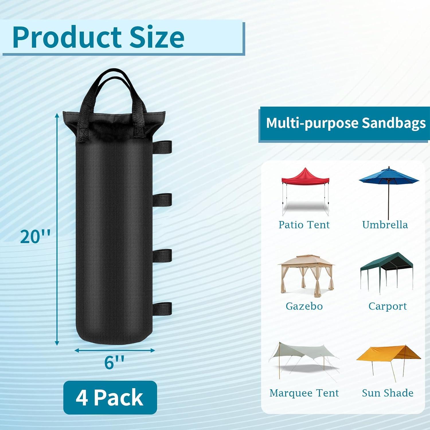 4 Bolsas de Arena PEASUG para Carpa y Gazebo - 15.24x50.8cm