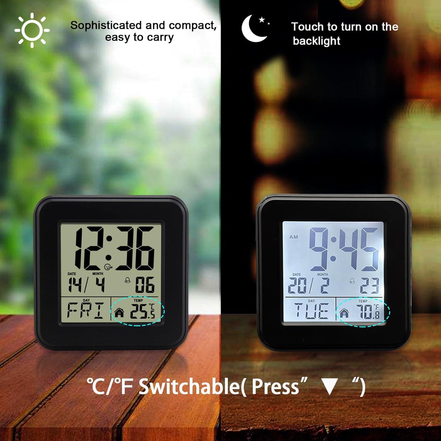 Reloj Despertador Digital Jomparis Negro con Luz y Snooze