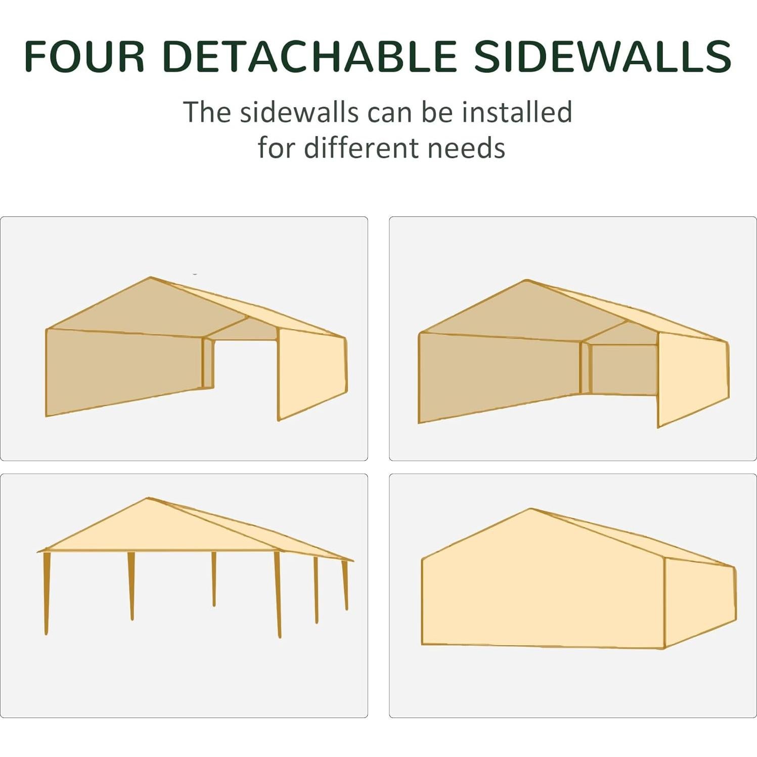 Carpa de Fiesta Blanca 3x6m Genérico con 6 Paredes Removibles