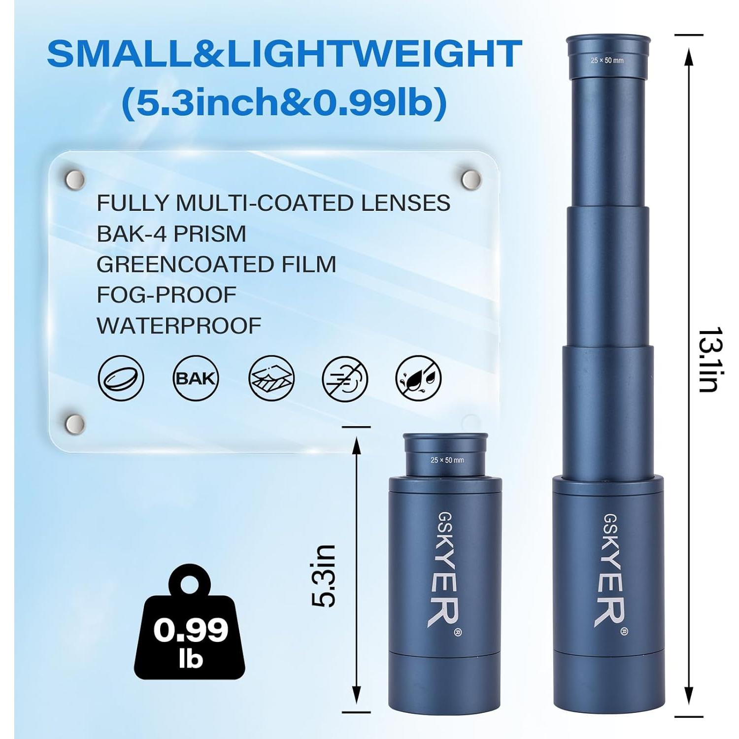 Telescopio Monocular Gskyer 25x50 HD Compacto para Aventura