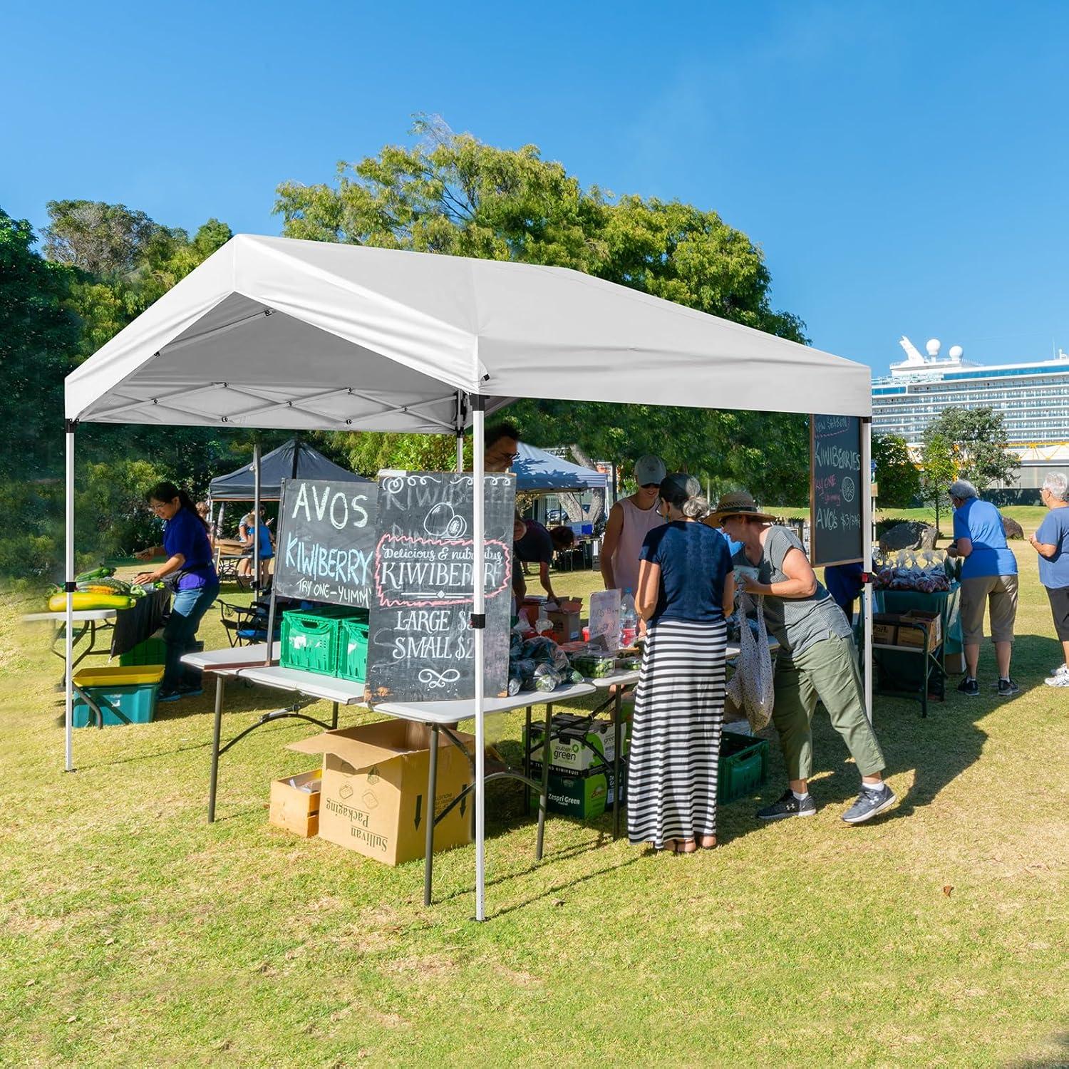 10x10ft Outdoor Canopy Tents,Portable Pop Up Gazebo,Waterproof Beach Tents,Easy Up Instant Commercial Canopy Tent,with Carry Bag,for Garden Camping Wedding Party BBQ Event Yard Backyard (White)
