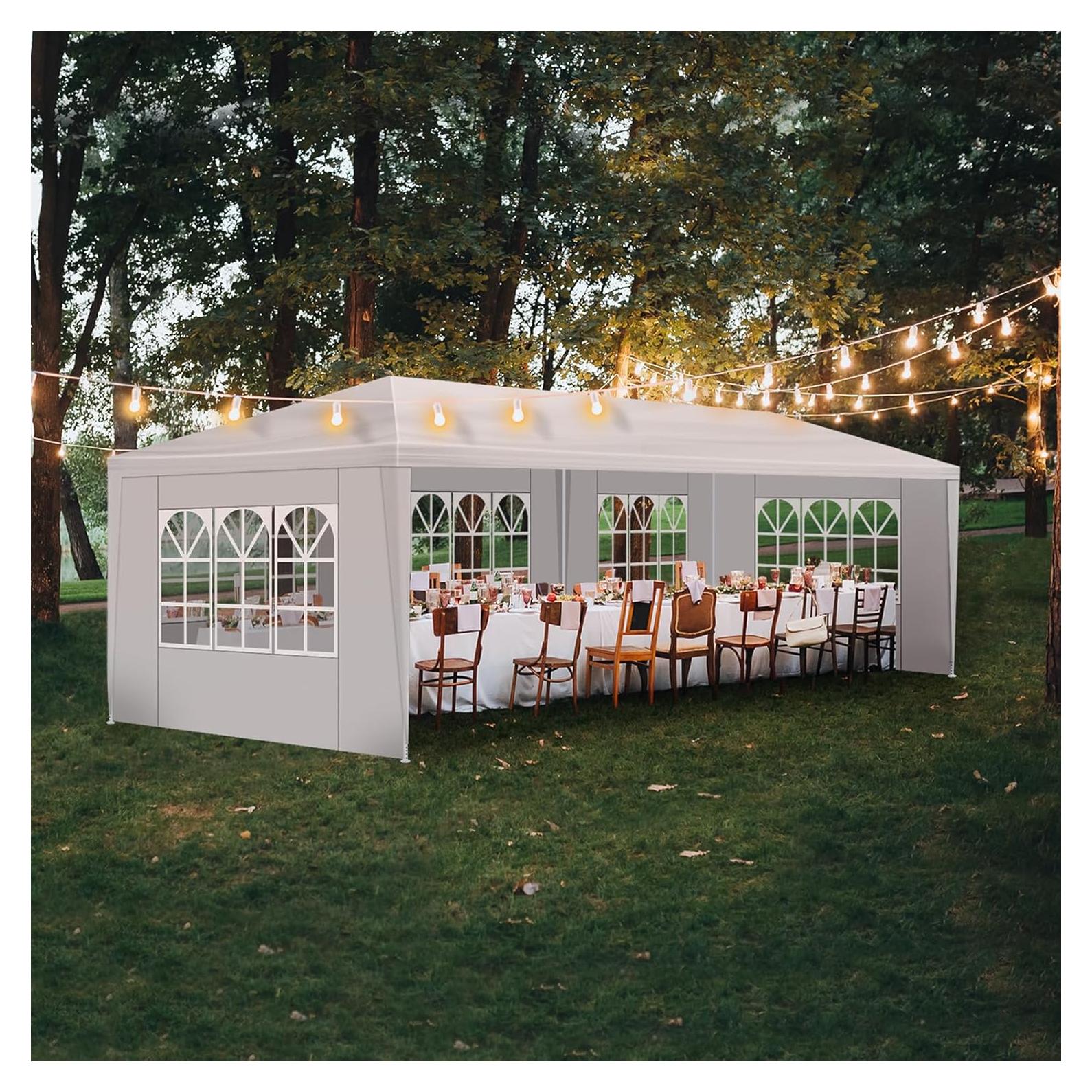 Carpa de Fiesta Exterior 9x3m PILER - Impermeable y con Ventanas