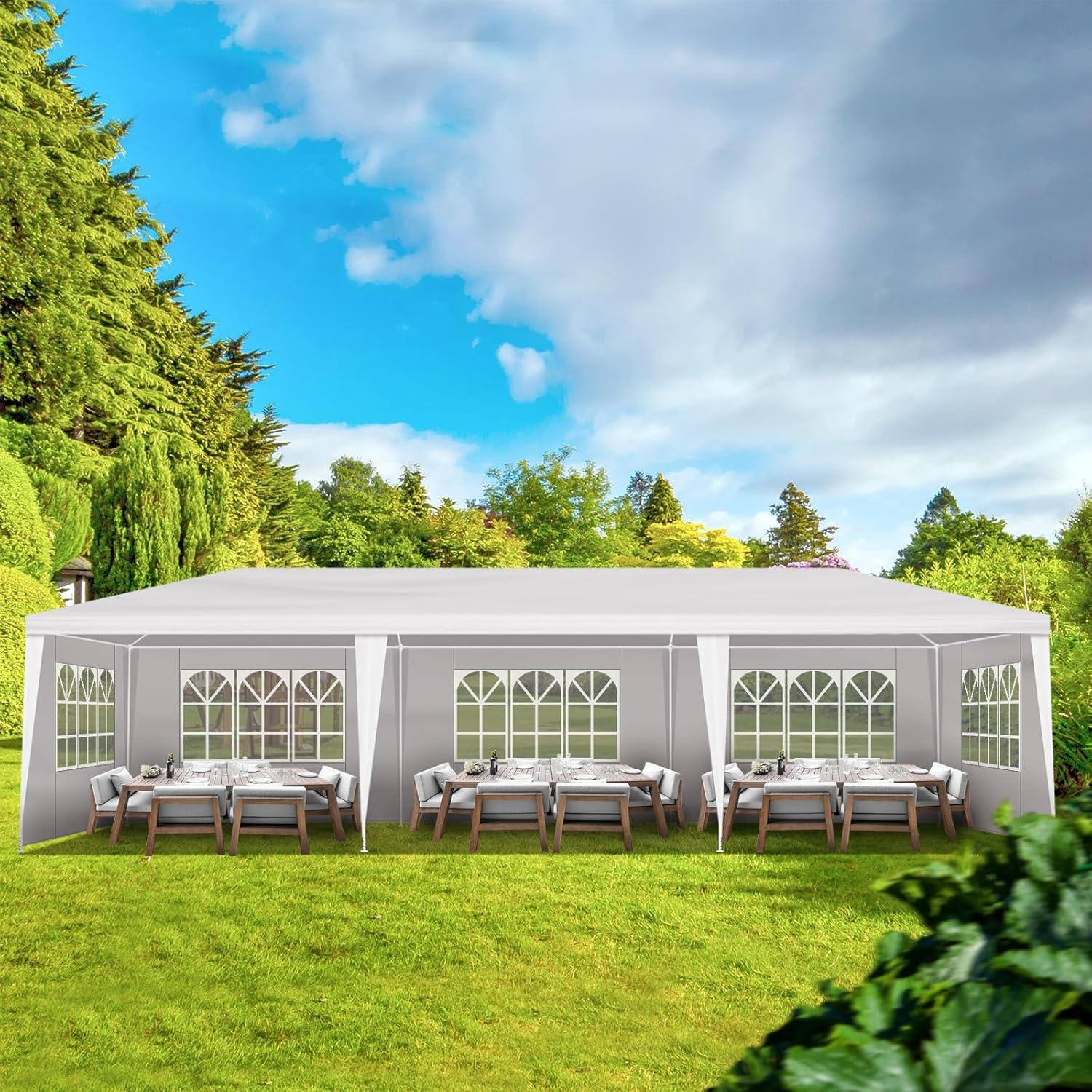 Carpa de Fiesta Exterior 9x3m PILER - Impermeable y con Ventanas