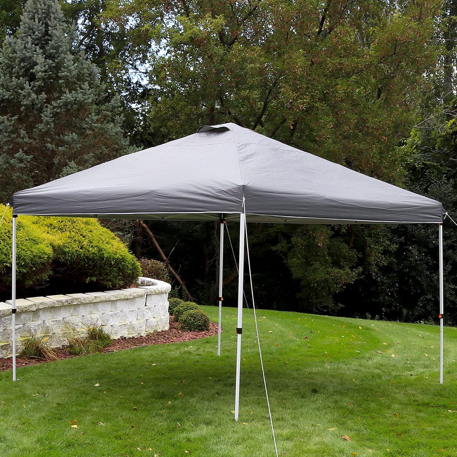 Sunnydaze Pop-Up Canopy Replacement Top - 12x12 Canopy Replacement Cover Only - Tent Shade Cover with Vent - Gray