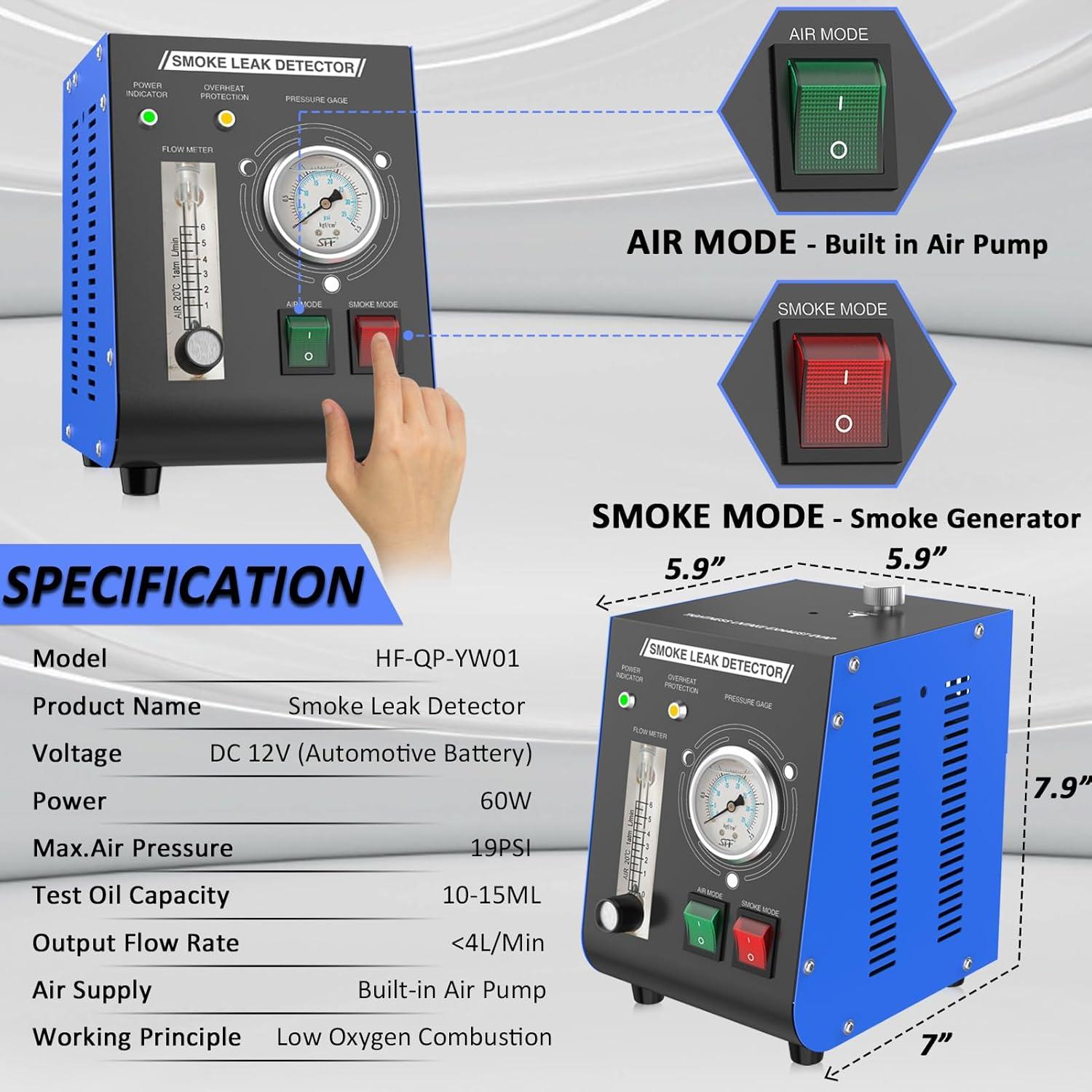 Detector de Fugas de Humo Wodli con Bomba de Aire 12V