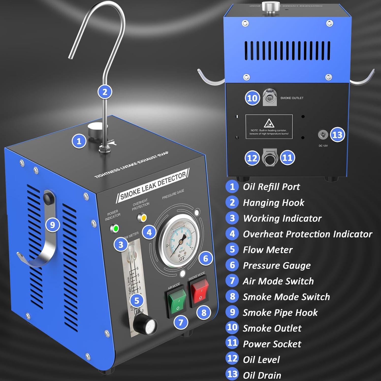 Detector de Fugas de Humo Wodli con Bomba de Aire 12V