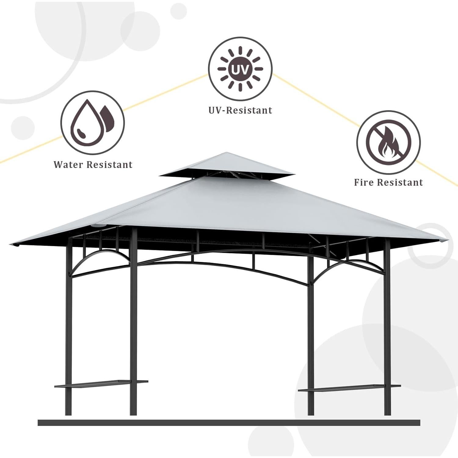 Cubierta de Reemplazo para Gazebo de Parrilla AONEAR 5x8 Gris