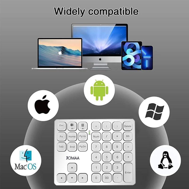 Teclado Numérico Inalámbrico JOMAA KB25 Plata 36 Teclas