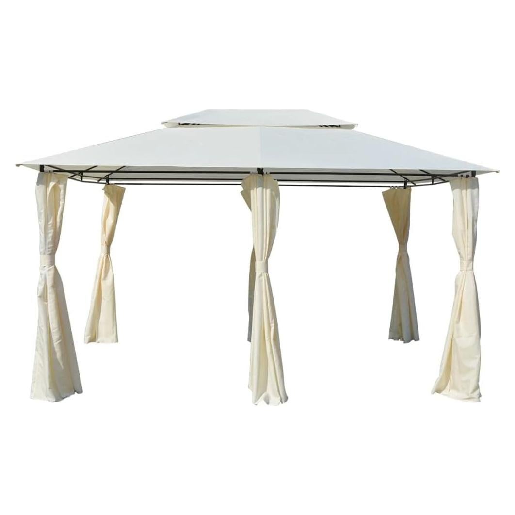 Garden Marquee with Curtains 157.5"x118.1" White ，Canopy Tent Outdoor Party Wedding Tent, Waterproof Camping Gazebo Storage Shed Gazebo Caters Picnic BBQ Event Party Tent