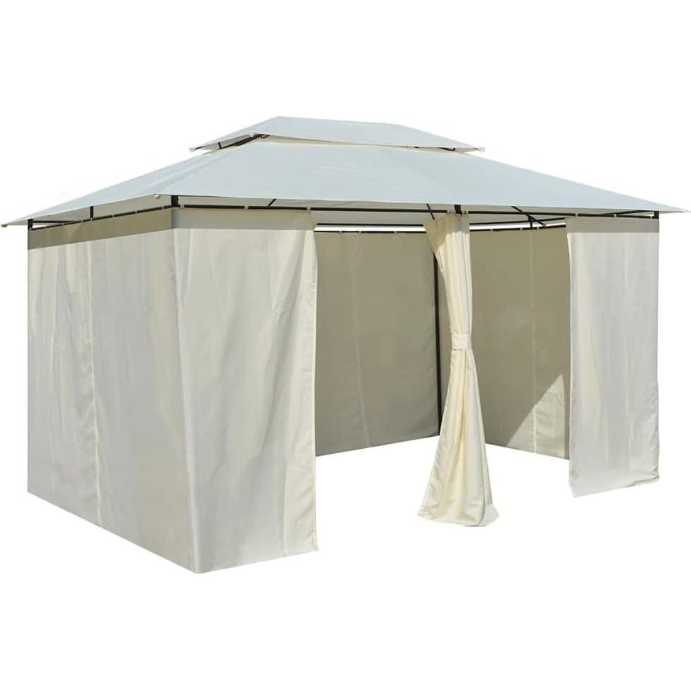 Garden Marquee with Curtains 157.5"x118.1" White ，Canopy Tent Outdoor Party Wedding Tent, Waterproof Camping Gazebo Storage Shed Gazebo Caters Picnic BBQ Event Party Tent