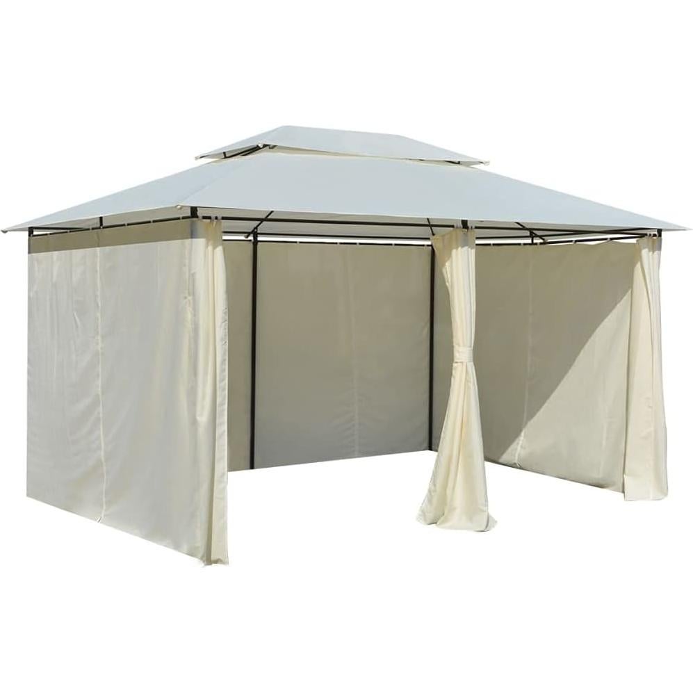 Garden Marquee with Curtains 157.5"x118.1" White ，Canopy Tent Outdoor Party Wedding Tent, Waterproof Camping Gazebo Storage Shed Gazebo Caters Picnic BBQ Event Party Tent