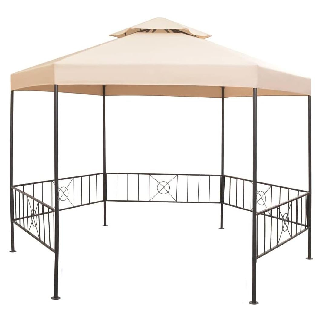 Garden Marquee Gazebo Pavilion Tent Beige 127.2"x104.3",WaterResistant Garden Canopy for Outdoor Events and BBQs