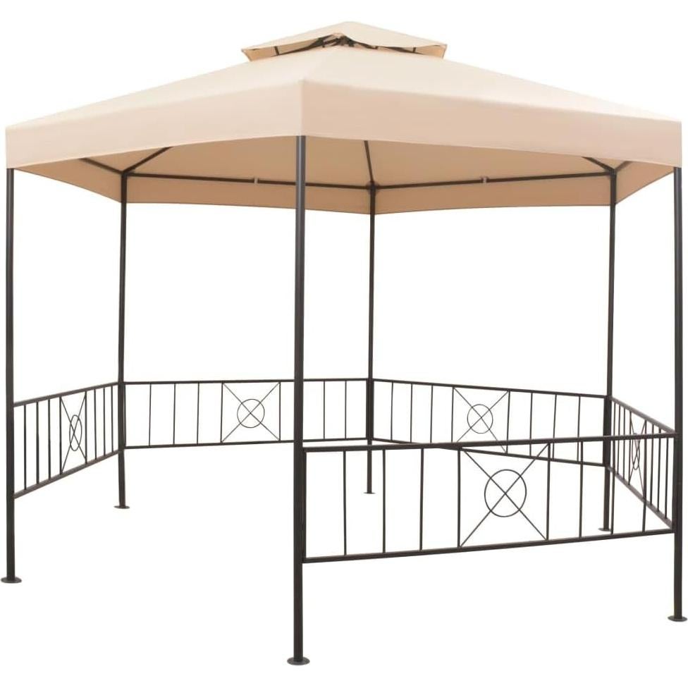 Garden Marquee Gazebo Pavilion Tent Beige 127.2"x104.3",WaterResistant Garden Canopy for Outdoor Events and BBQs